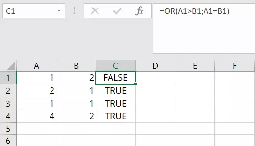 Image: Excel OR function with multiple conditions