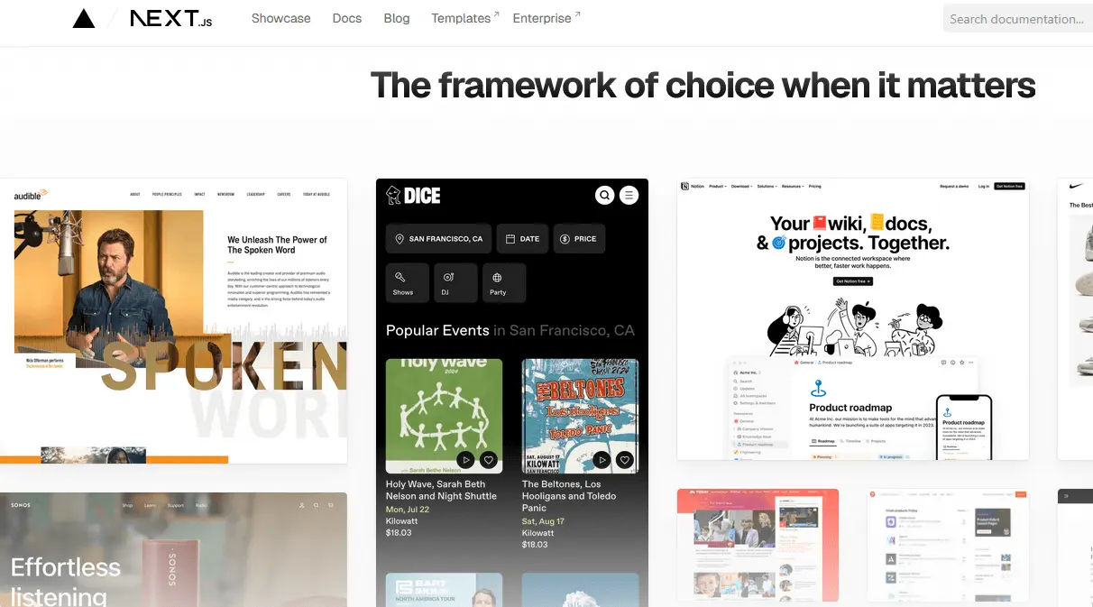 Image: Screenshot of the Next.js website