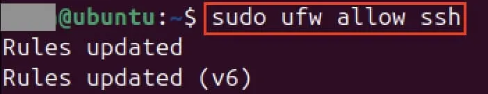 Image: Screenshot of the command to update the firewall