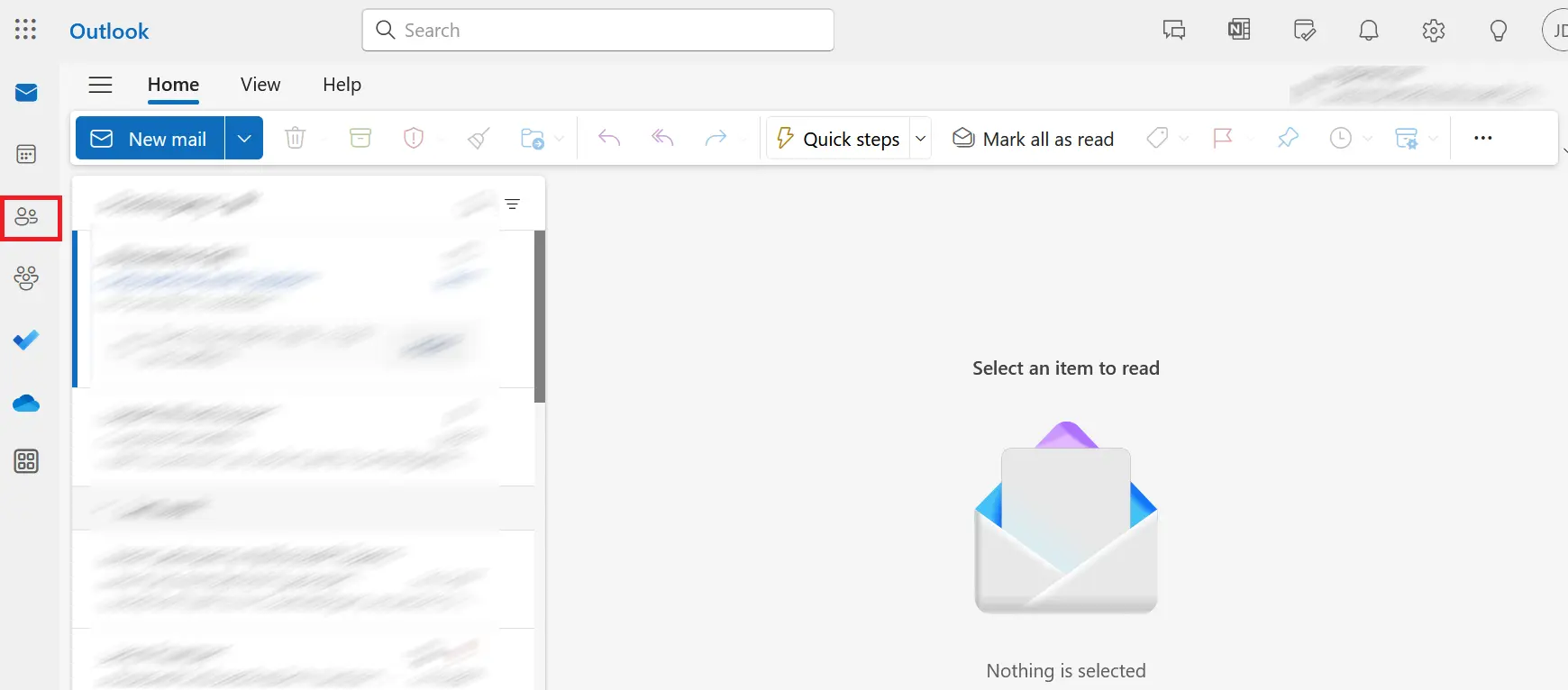 Image: Outlook on the web: Inbox