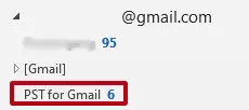 Image: PST archive displayed in Gmail