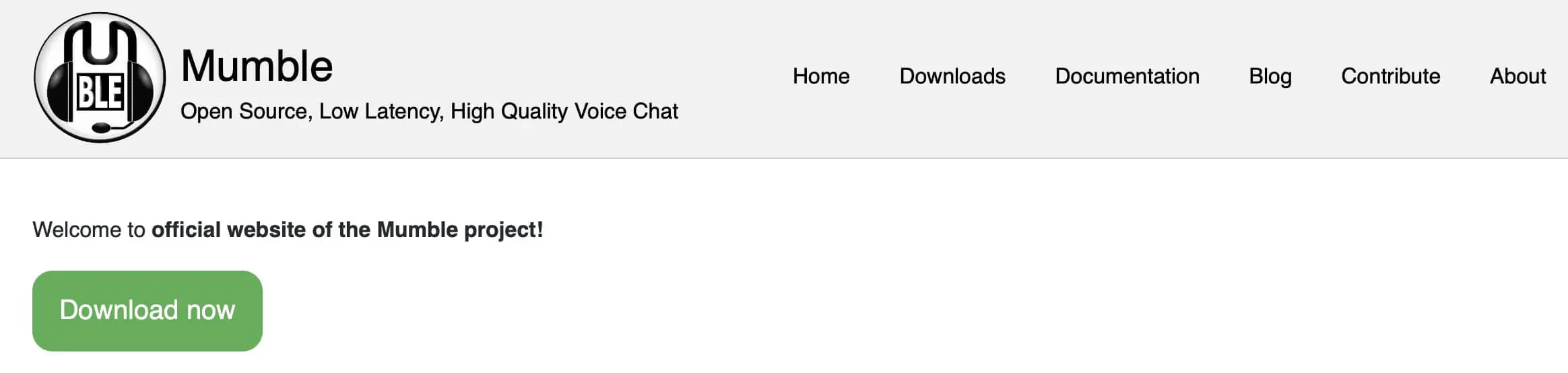 Screenshot of the Mumble website Image: Screenshot of the Mumble website