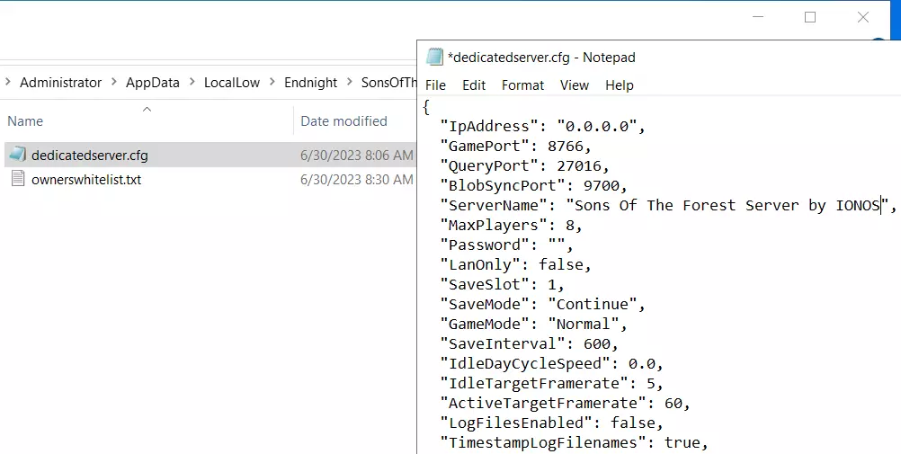 Sons of the Forest server: dedicatedserver.cfg Sons of the Forest server: dedicatedserver.cfg