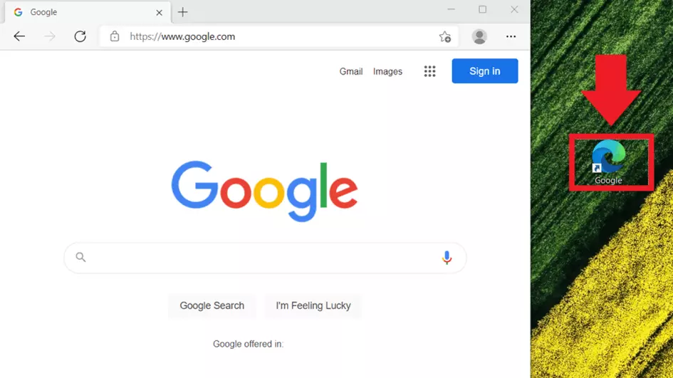A website shortcut as a desktop icon