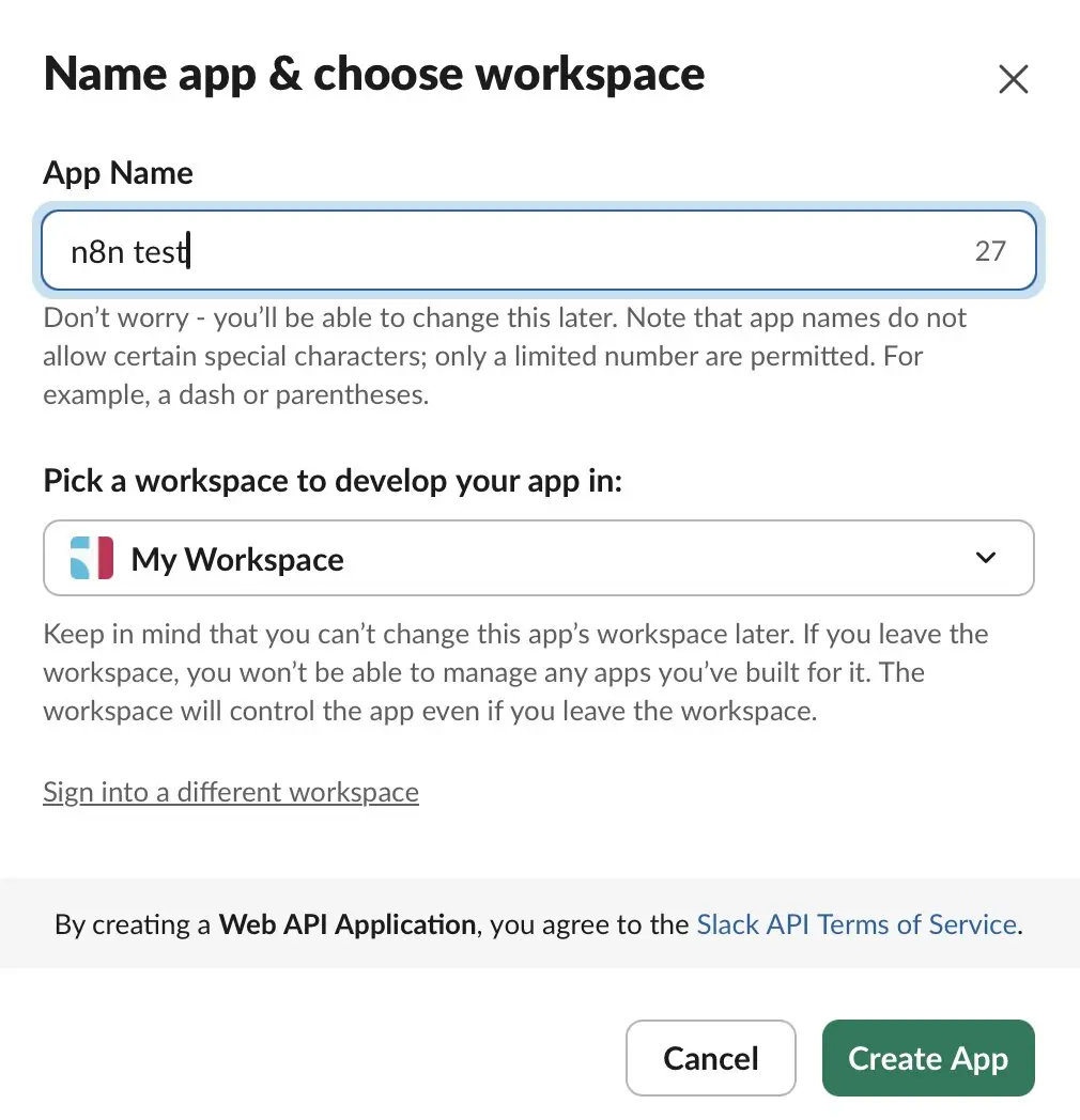 Image: Slack: App settings