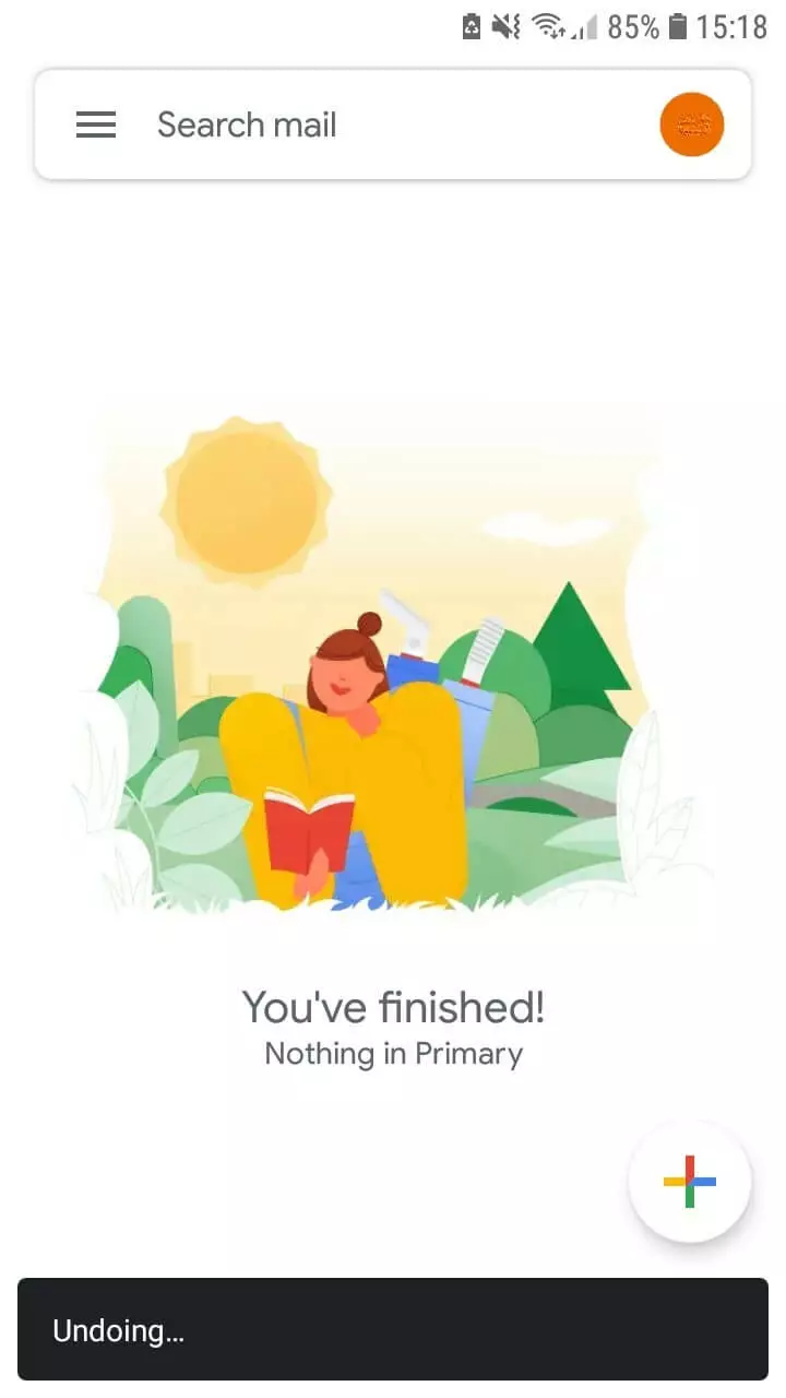 Image: Gmail app display after recalling an email