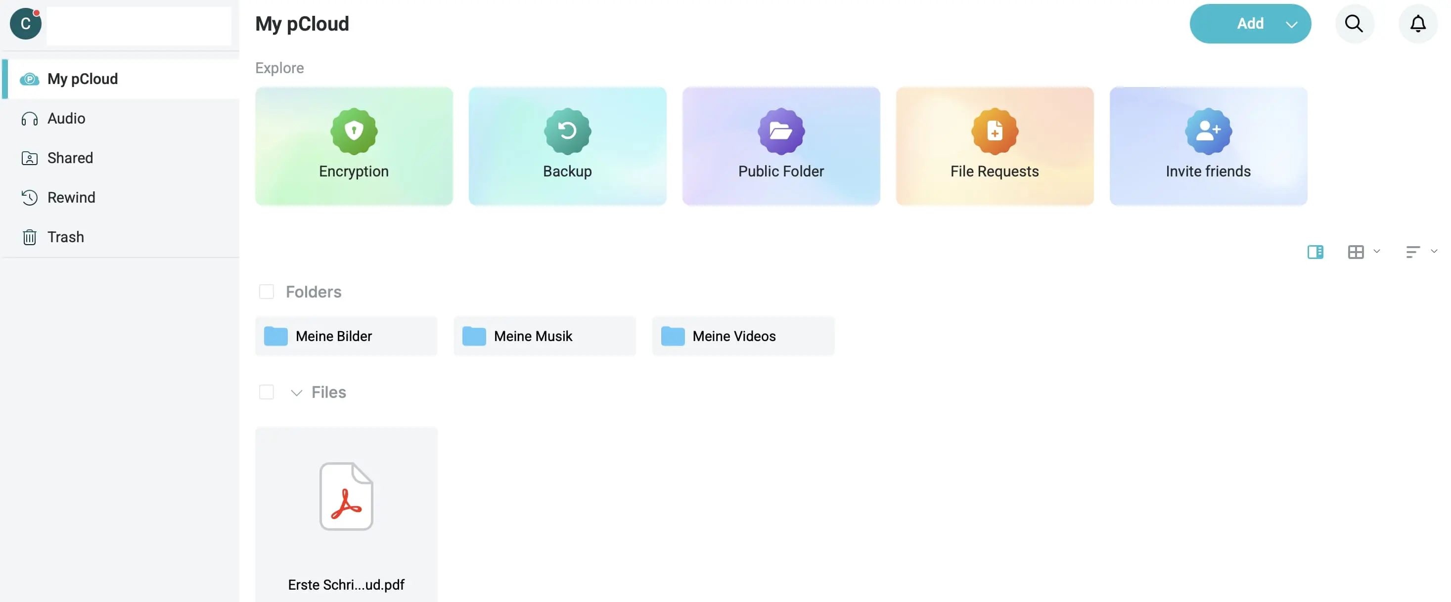 Image: pCloud web interface
