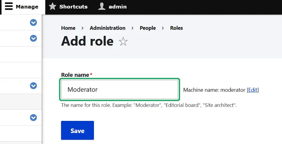 Drupal menu for adding a new user group Image: Drupal menu for adding a new user group