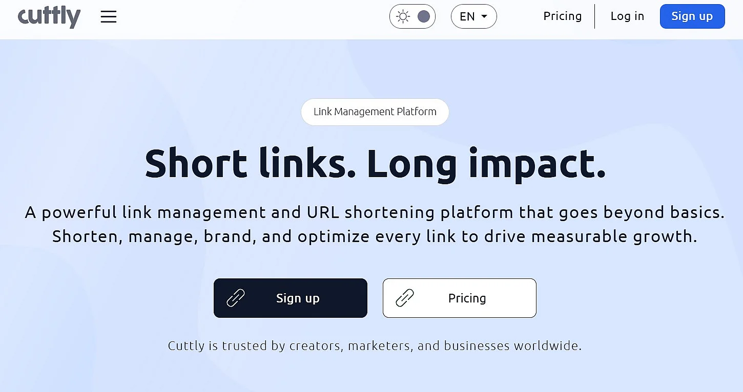 Image: Screenshot of the Cuttly URL shortener