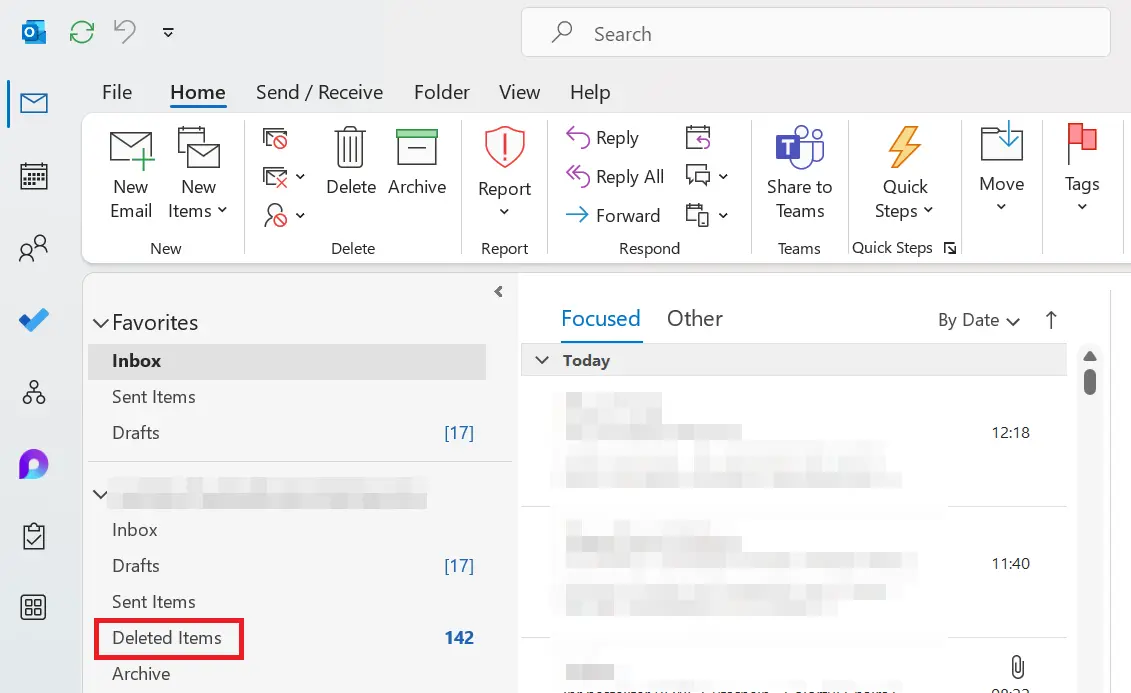 Image: &lsquo;Deleted Items&rsquo; in Outlook
