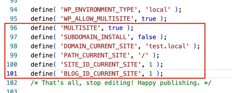 wp-config.php file with the added code from the WordPress dashboard Image: wp-config.php file with the added code from the WordPress dashboard
