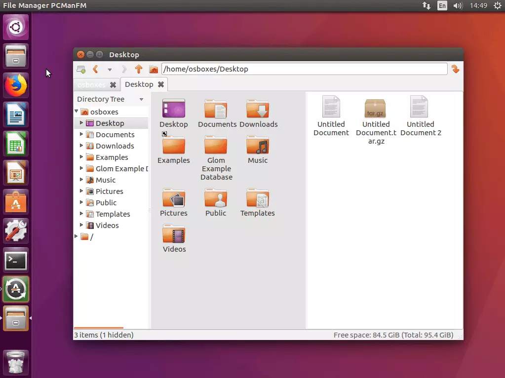 Image: User interface of the Linux file manager, PCManFM