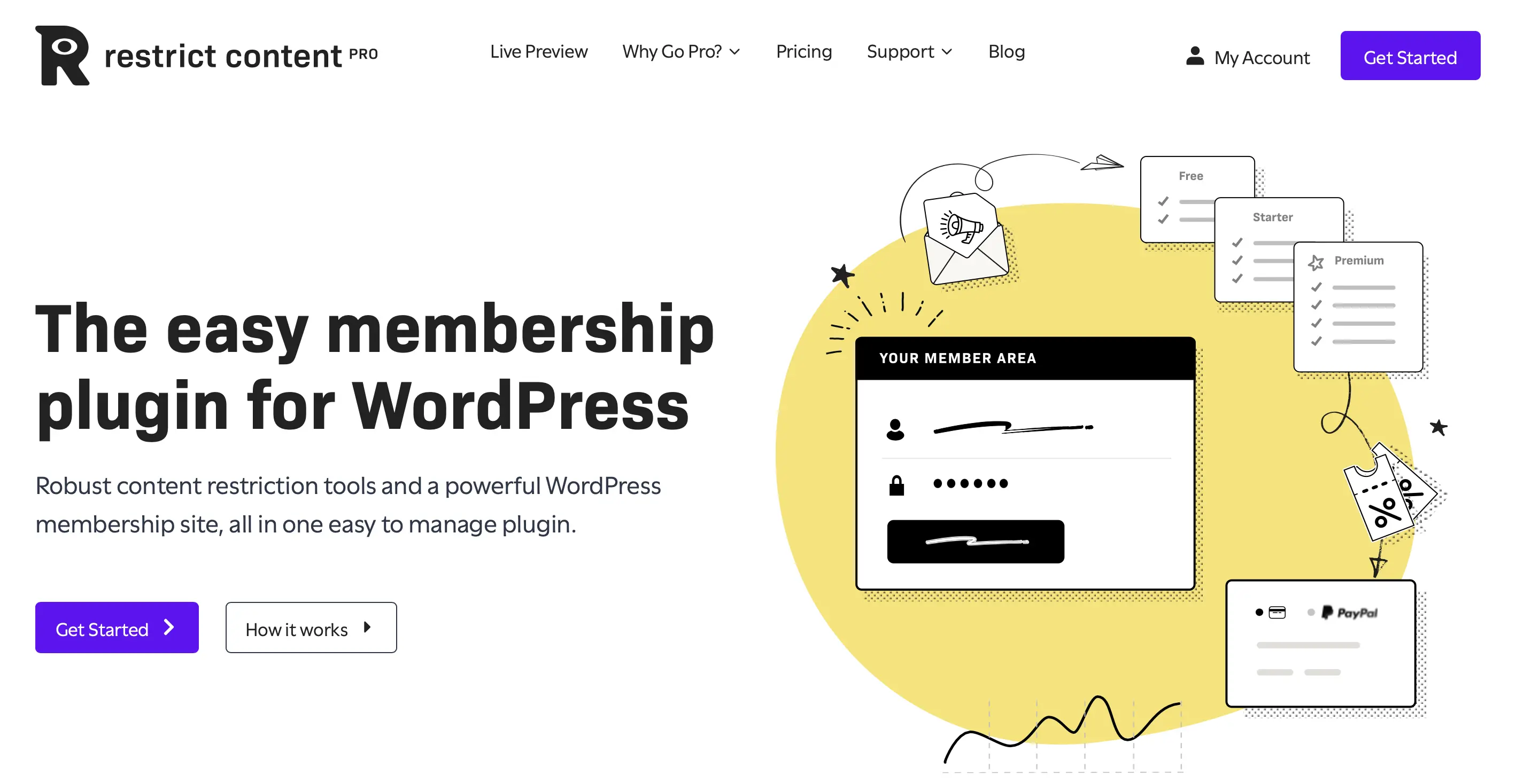 Image: Restrict Content Pro: Screenshot of the website