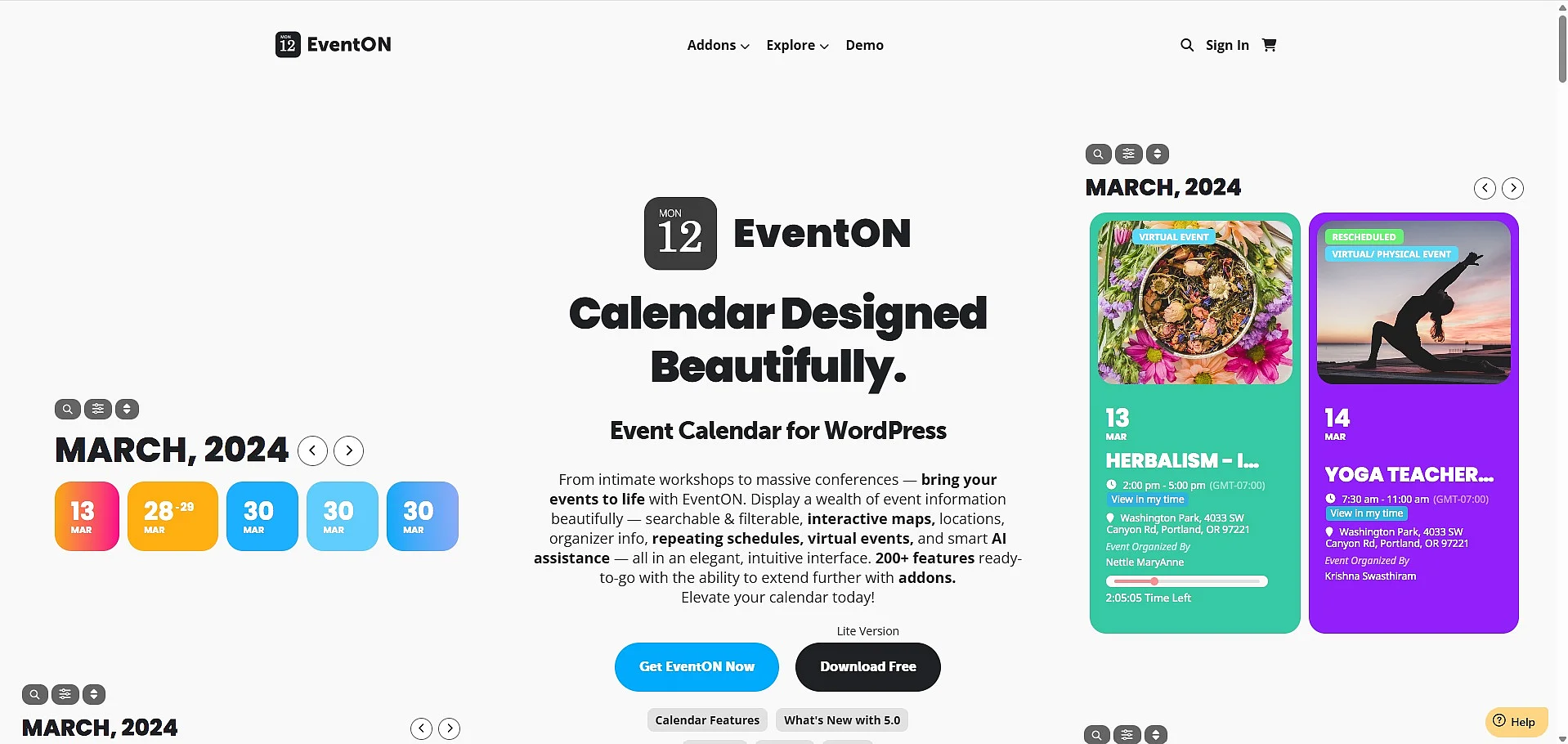 Screenshot of the official EventON website Image: Screenshot of the official EventON website