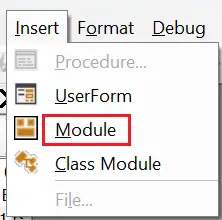 Excel: Add VBA module Image: Excel: Add VBA module