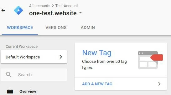 Image: Google Tag Manager workspace