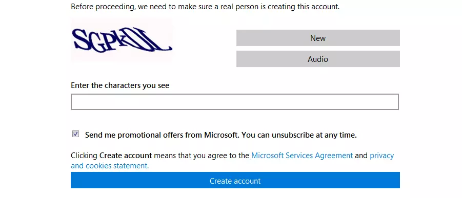 Image: Text-based captcha for creating a Microsoft account