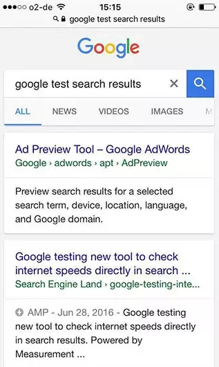 Image: Smartphone Google search with separate card boxes per result