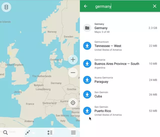 Maps.me: Internal map search function