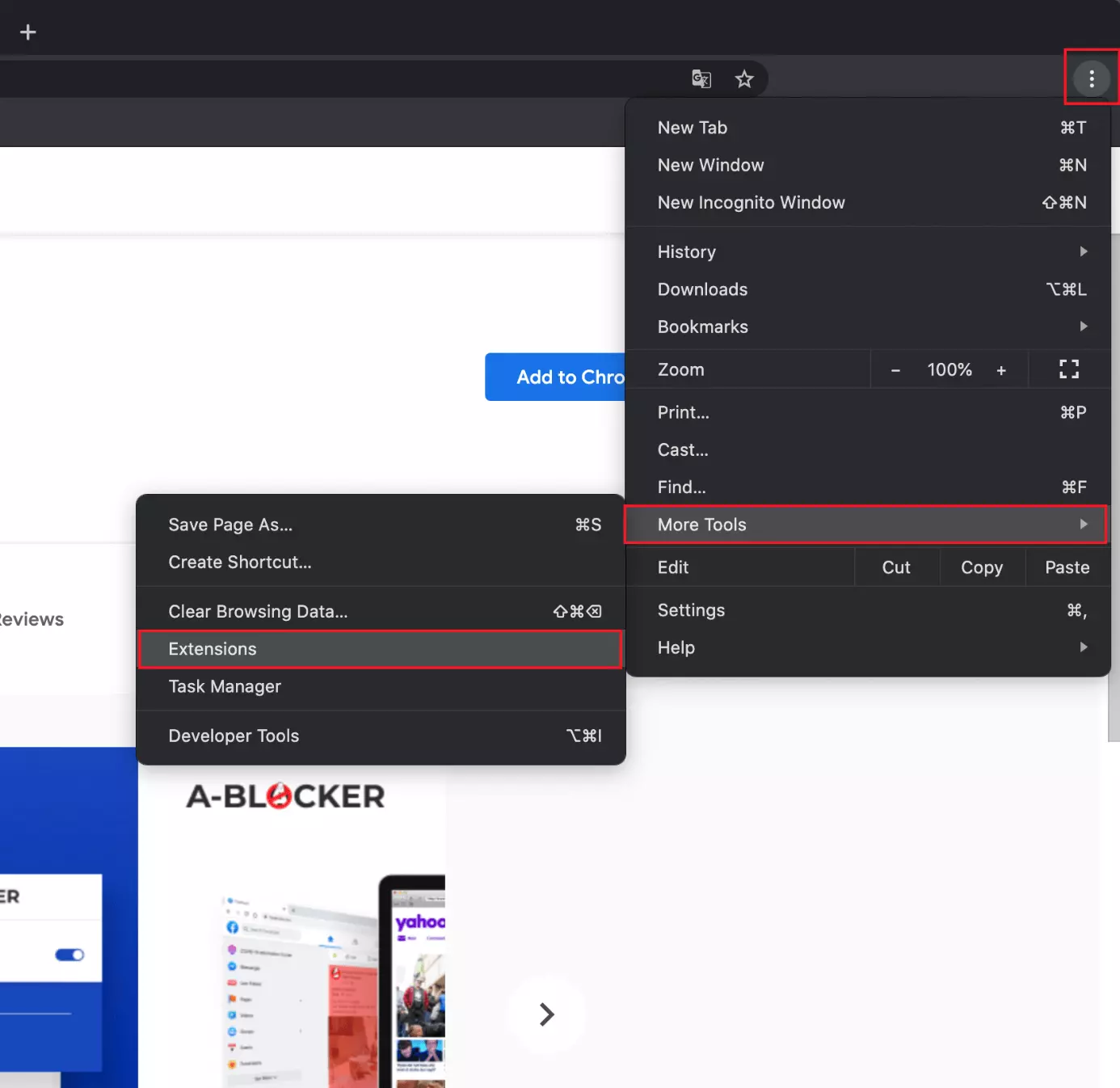Image: Manage your Chrome add-ons by selecting ‘More tools’ and then ‘Extensions’ from the top-right corner of your screen