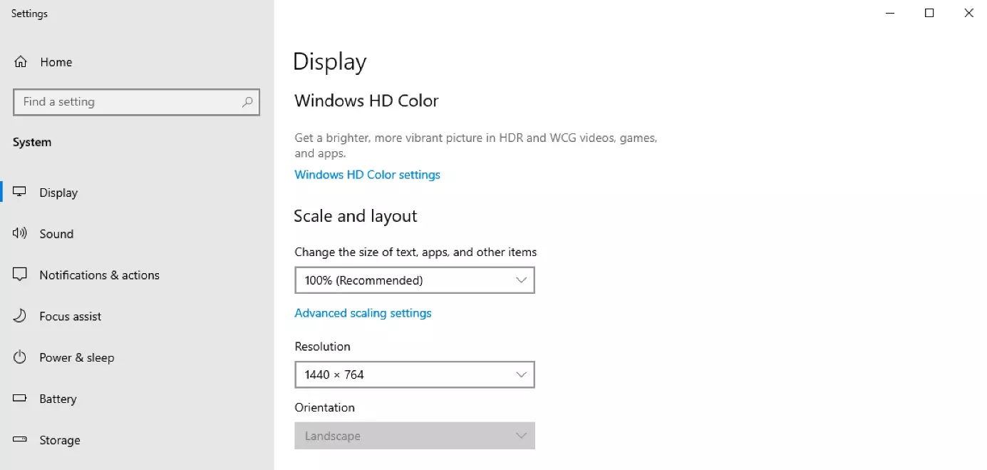 Image: Display options to rotate your screen in Windows 10