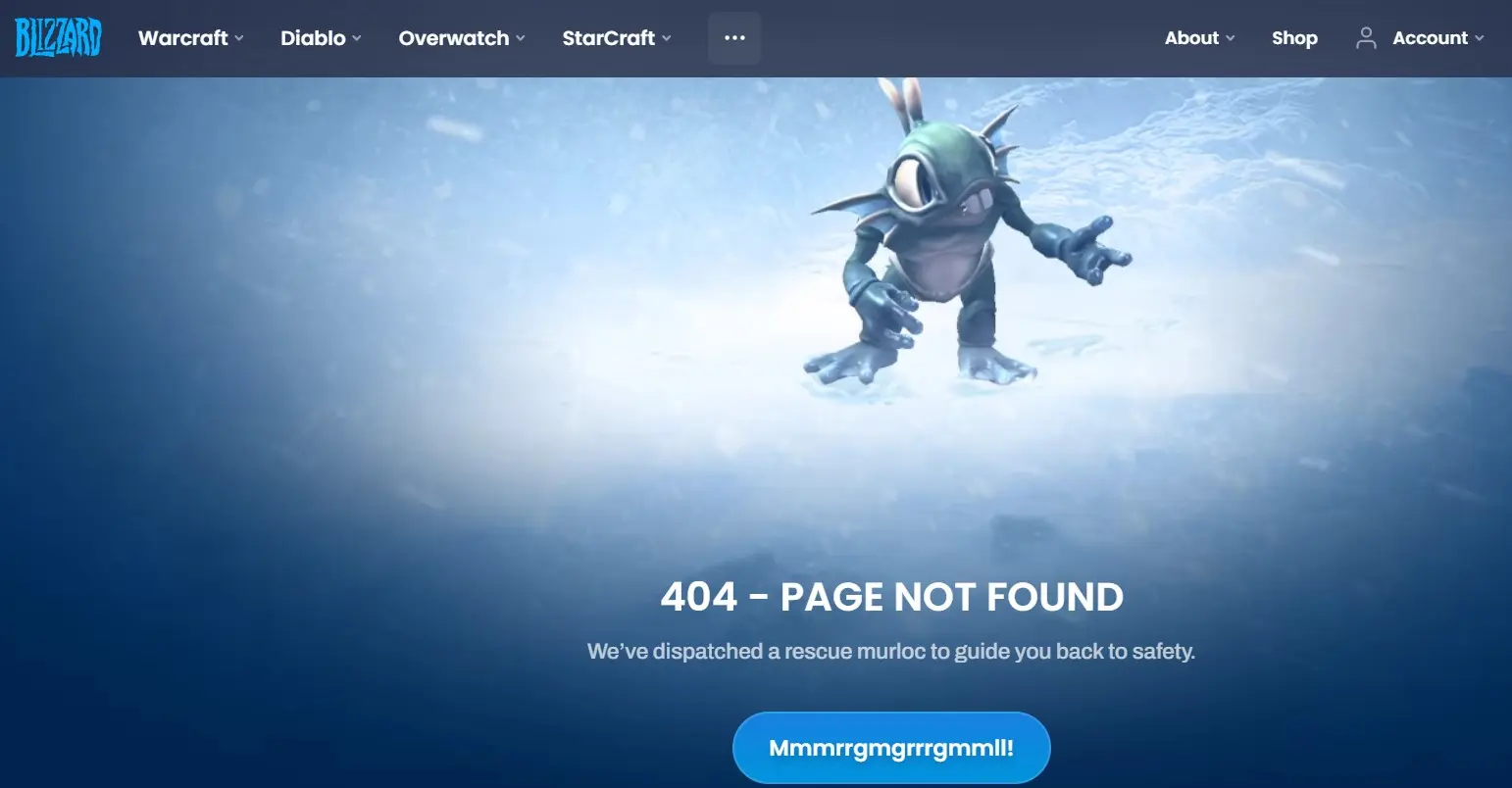 Blizzard Entertainment error page Image: Blizzard Entertainment error page
