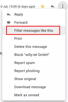 Image: Context menu Gmail