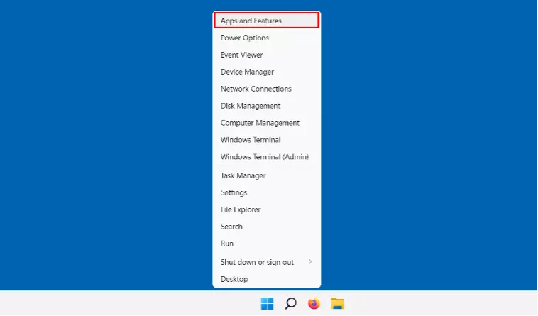 Open 'Apps and Features' in the Start menu