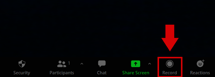 Record a Zoom Meeting by clicking on ‘Record’ Record a Zoom Meeting by clicking on ‘Record’