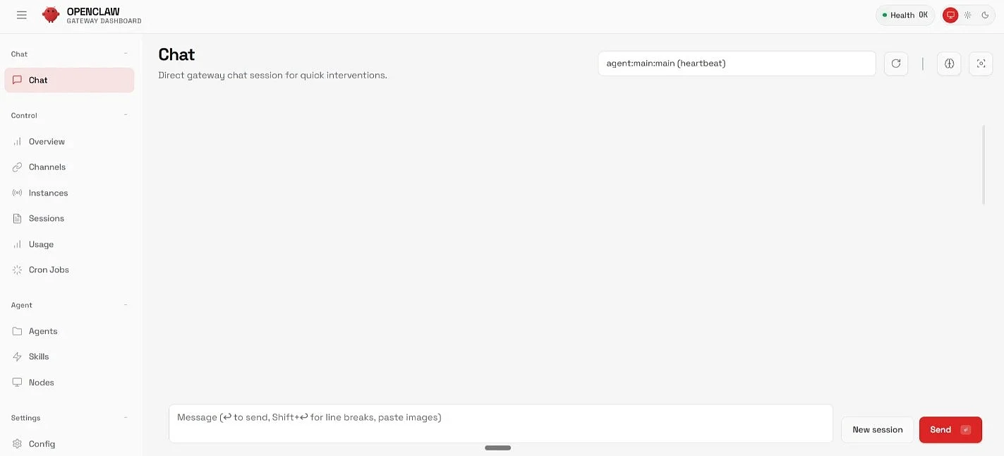 OpenClaw dashboard Image: OpenClaw dashboard