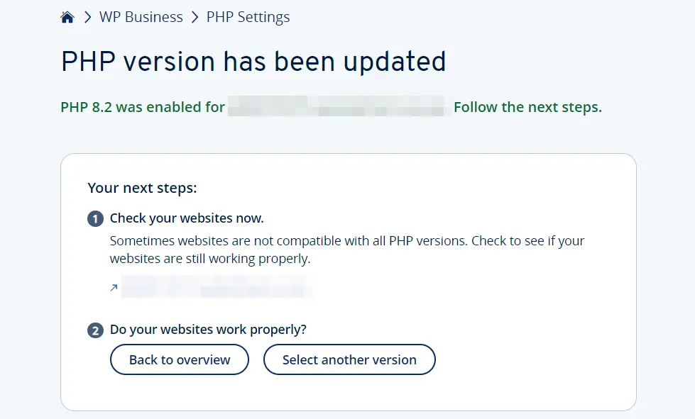 Image: IONOS customer account: Cancel PHP Extended Support
