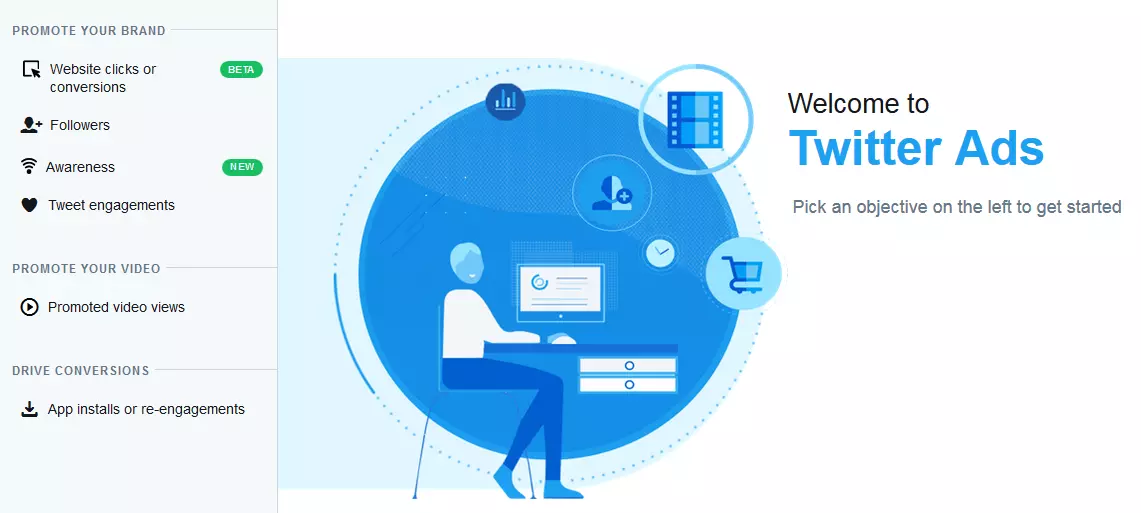 Image: Screenshot of the Twitter Ads homepage
