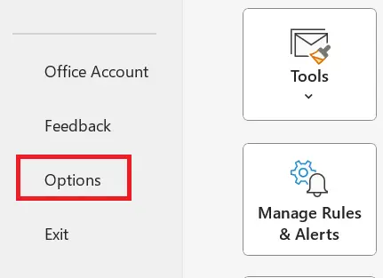 Image: Outlook Info menu