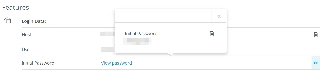 Login data in the IONOS customer account Image: Login data in the IONOS customer account
