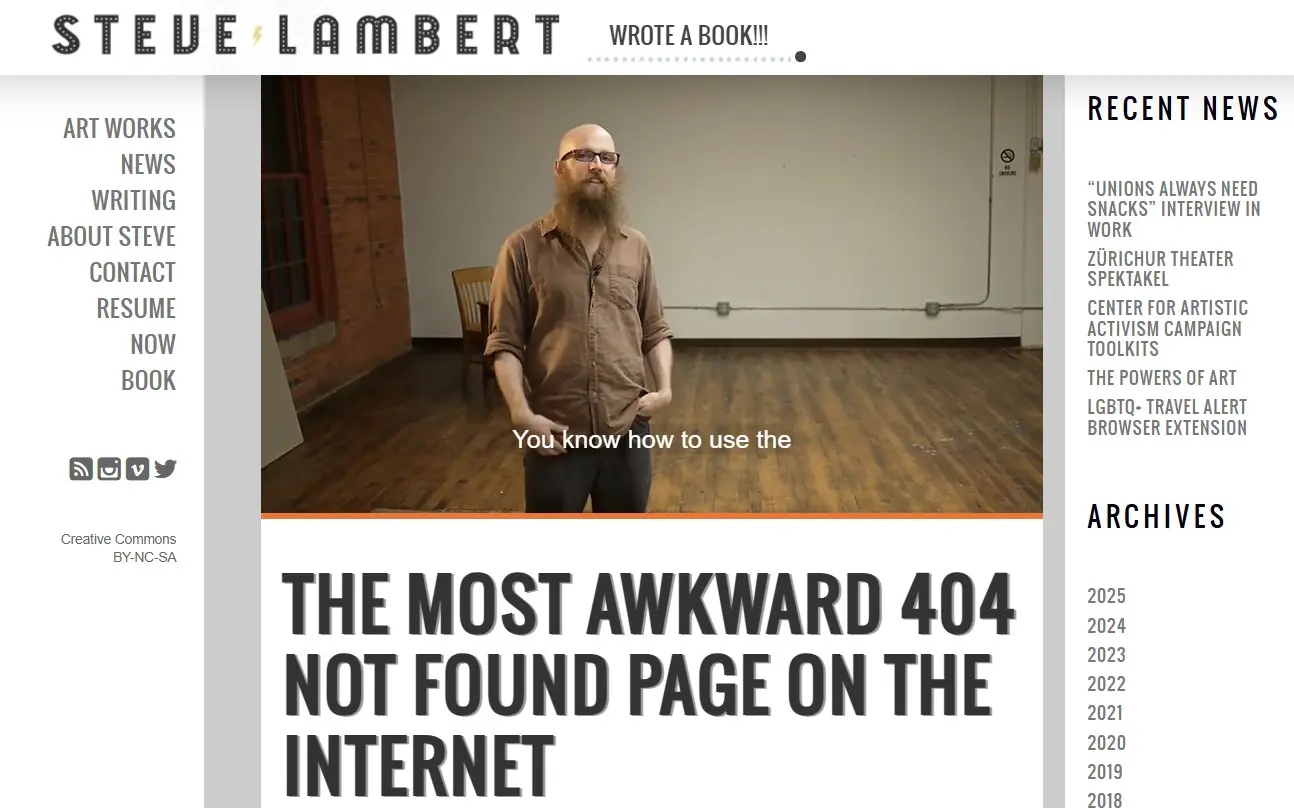404 page of Steve Lambert Image: 404 page of Steve Lambert