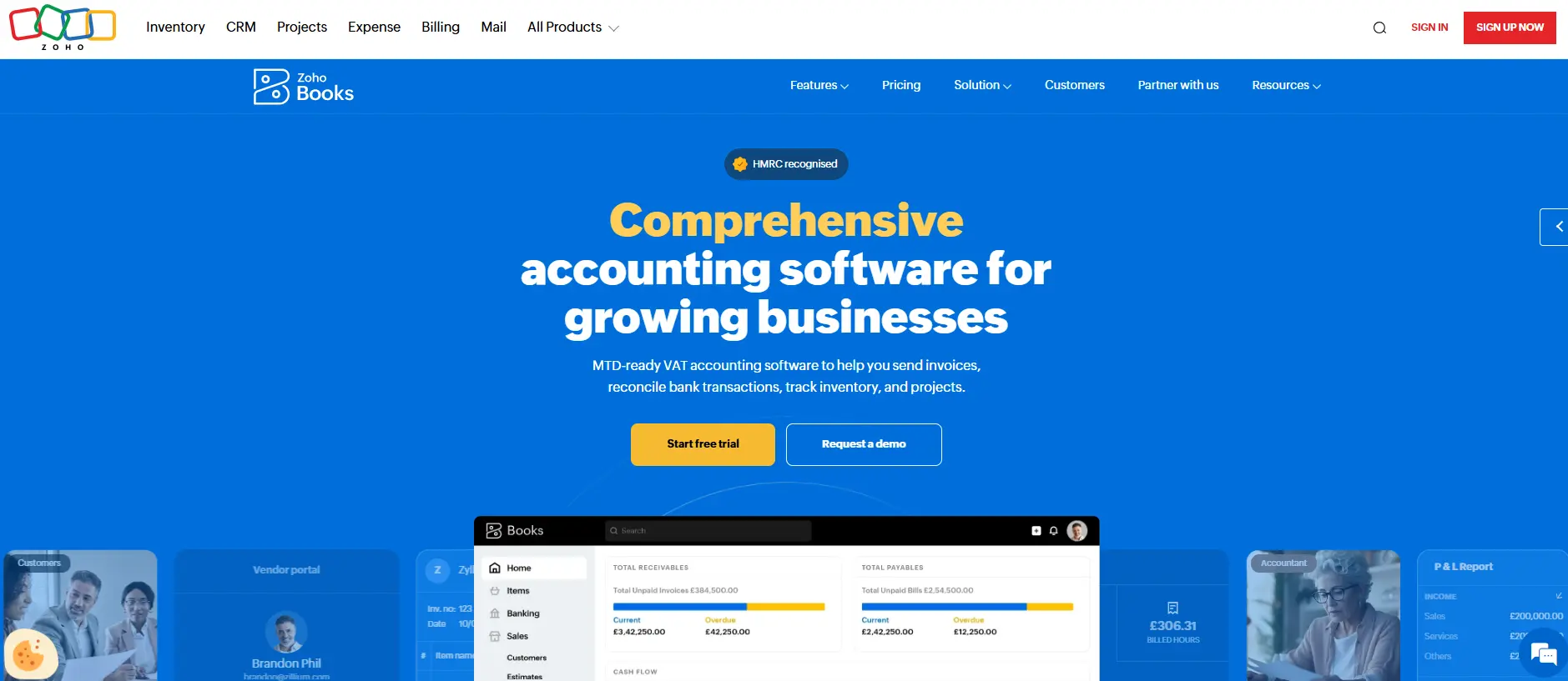Image: Zoho Books website