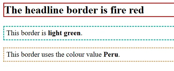 HTML colors: Border examplel Image: HTML colors: Border examplel