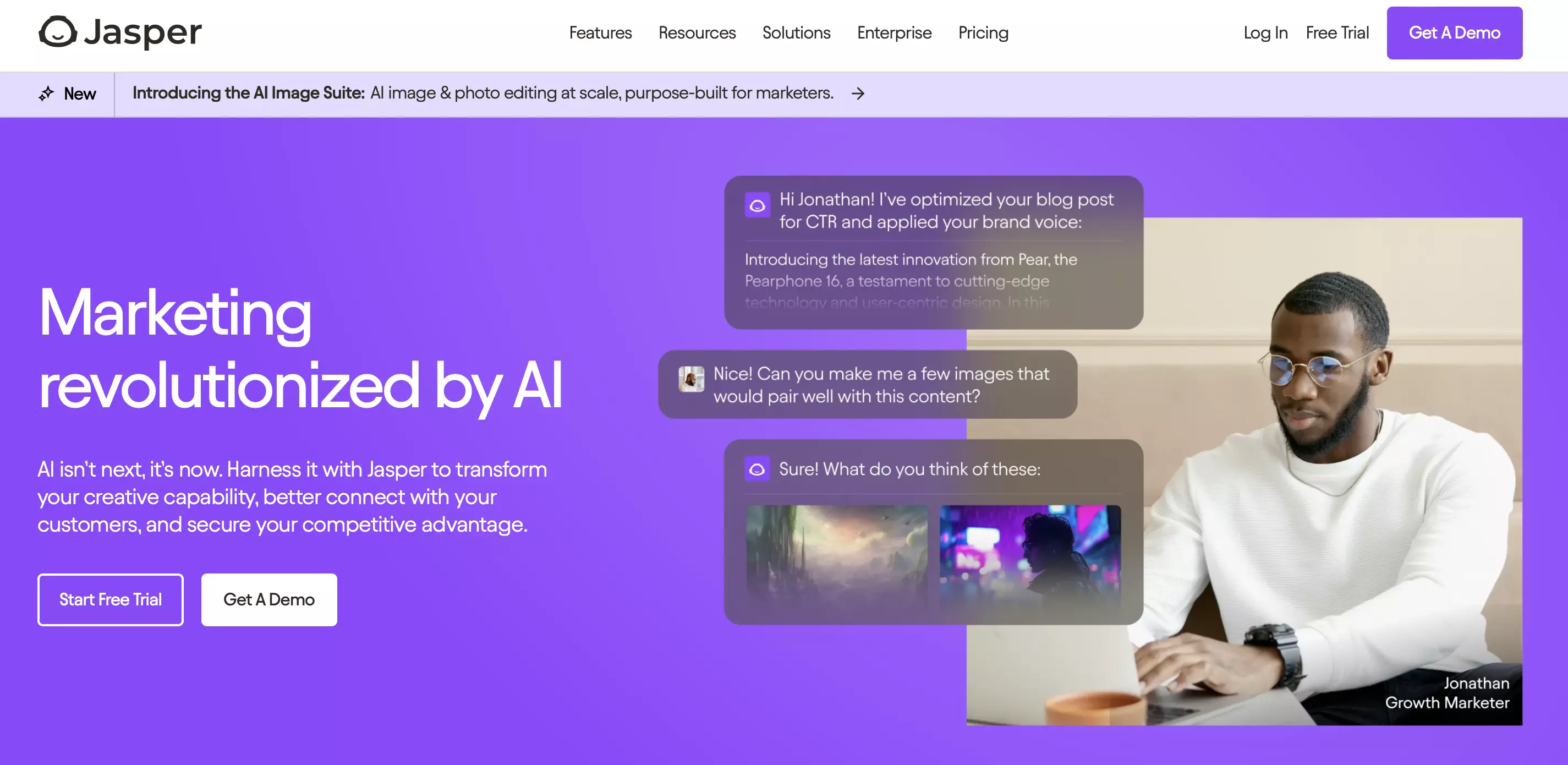 Screenshot of JasperAI website Image: Screenshot of JasperAI website