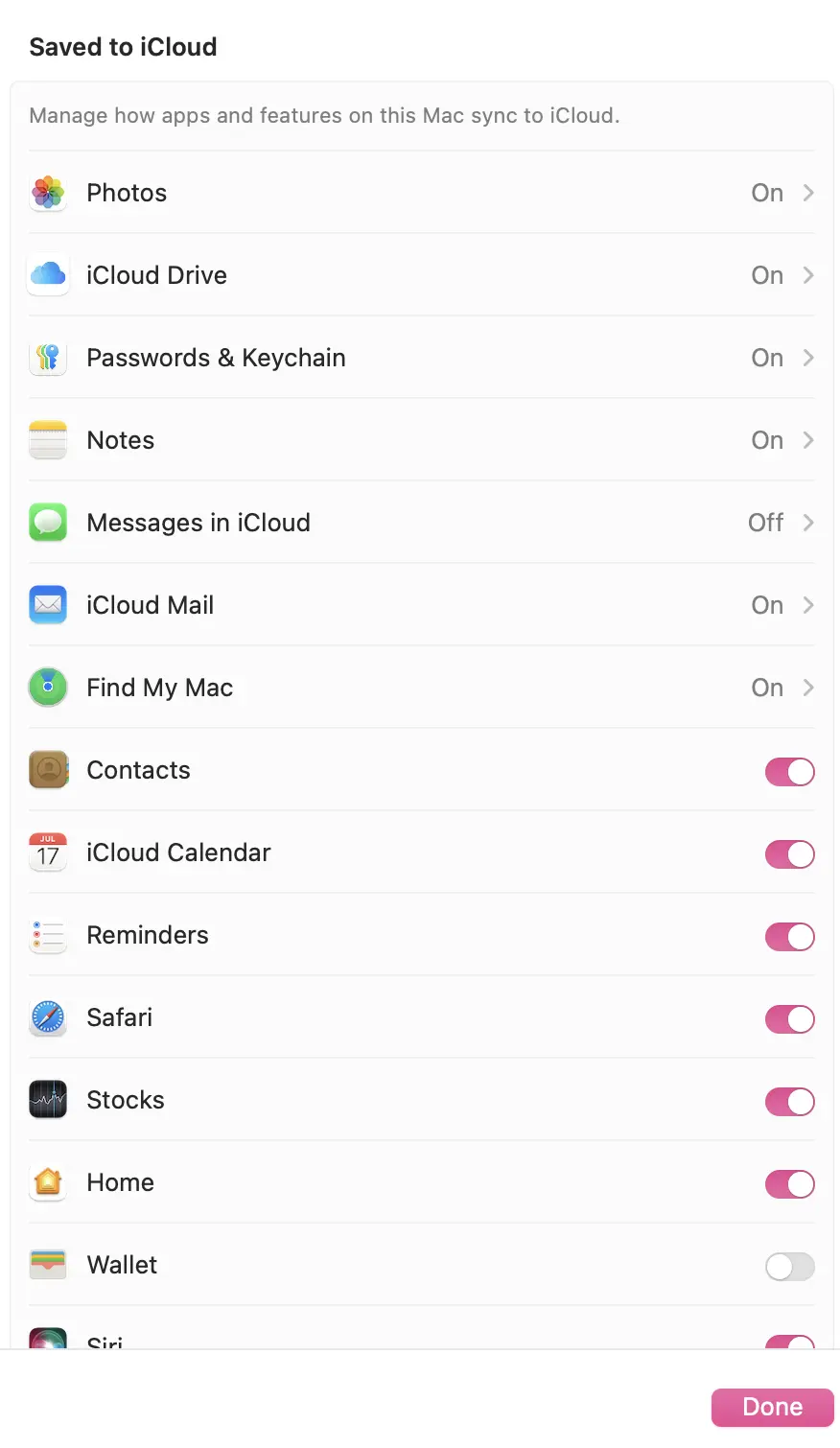 Screenshot of iCloud settings on Mac Image: Screenshot of iCloud settings on Mac