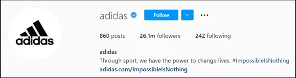 Image: Instagram bio from adidas
