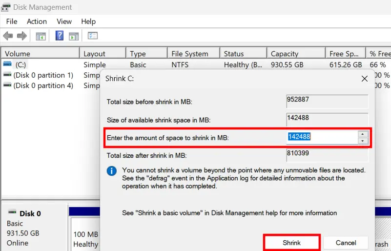 Image: Windows 11 Disk Management