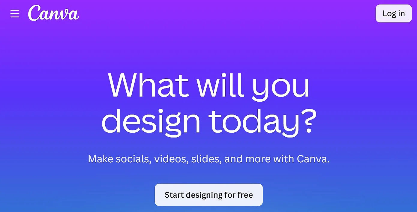 Screenshot of the Canva website Image: Screenshot of the Canva website