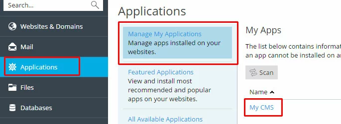 Image: Manage My Applications on My CMS