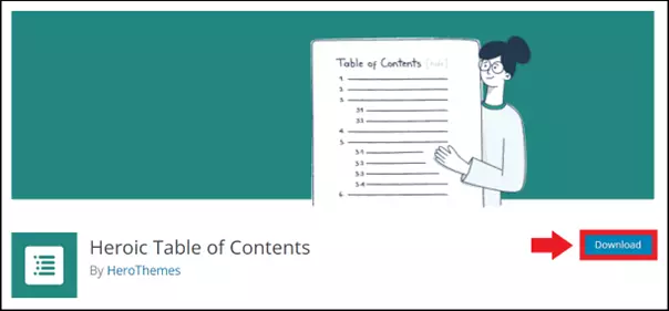 Image: Download page for the ‘Heroic Table of Contents’ plugin