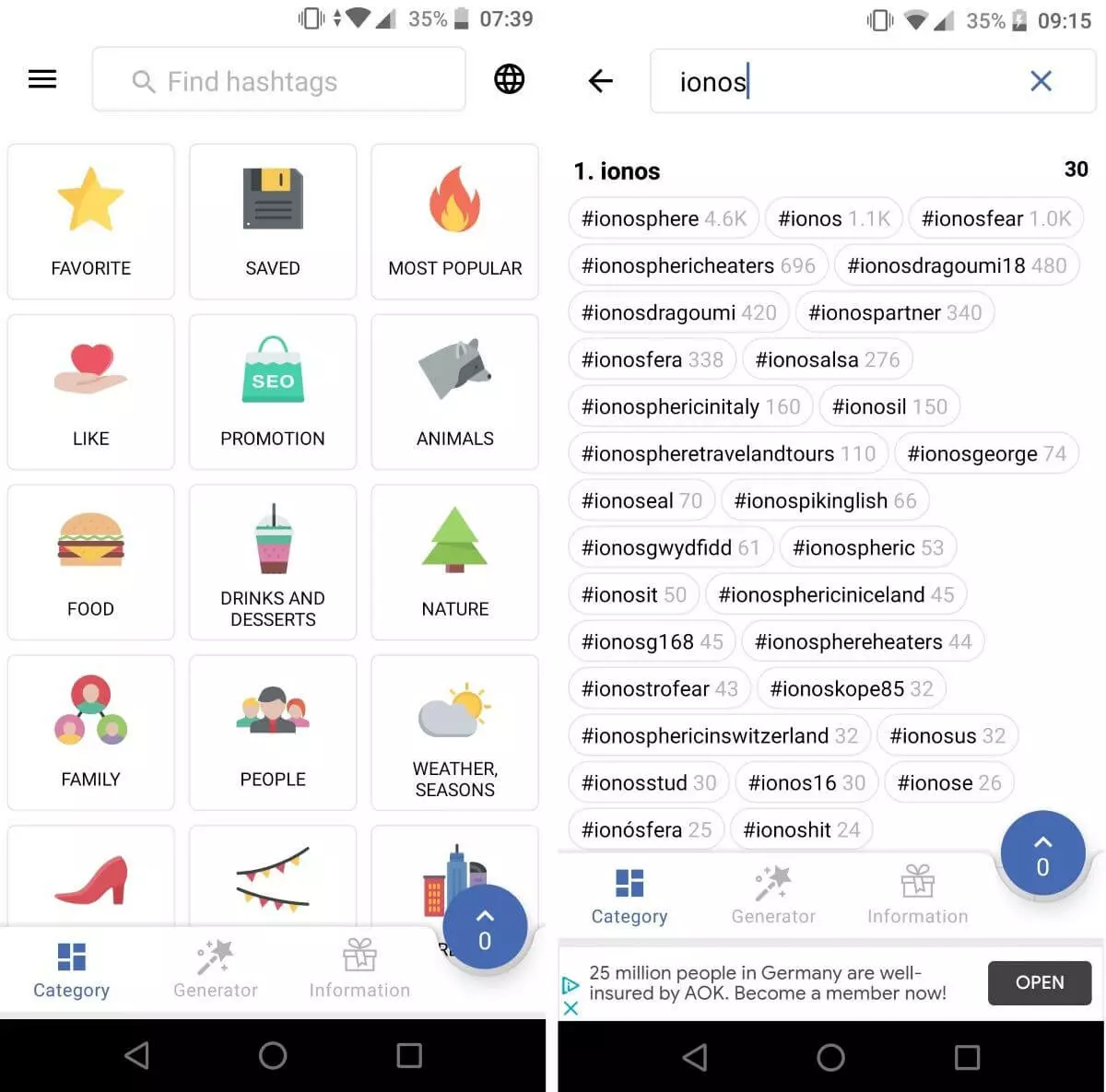 inTags: Screenshot of Android version