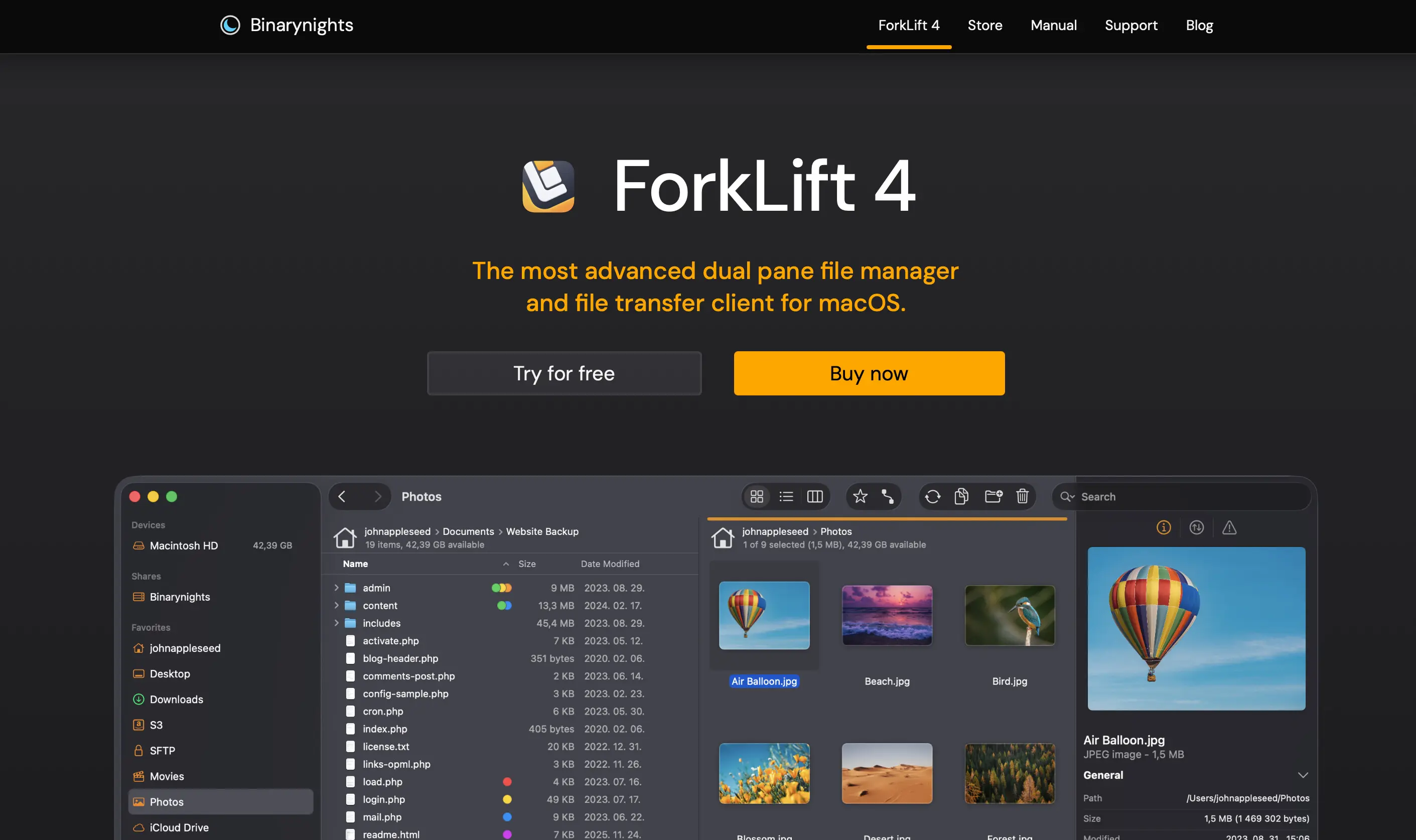 Image: Screenshot of the ForkLift website