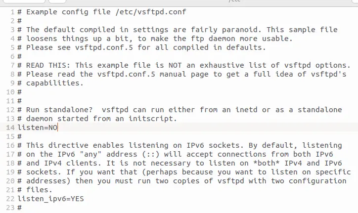 Snippet of the vsftpd.conf file Image: Snippet of the vsftpd.conf file