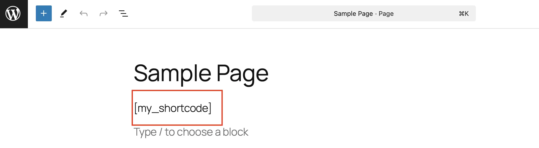 Edit WordPress page: Insert shortcode Image: Edit WordPress page: Insert shortcode