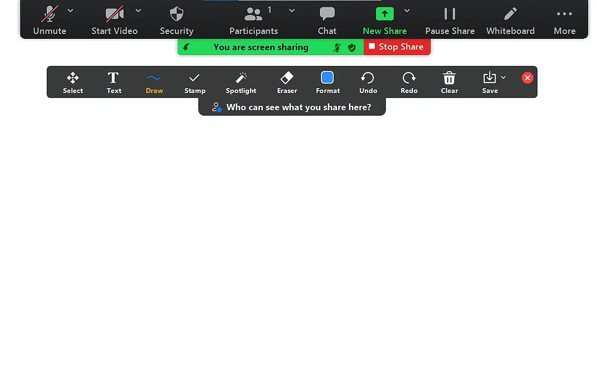 Blank Zoom whiteboard with design options Image: Blank Zoom whiteboard with design options