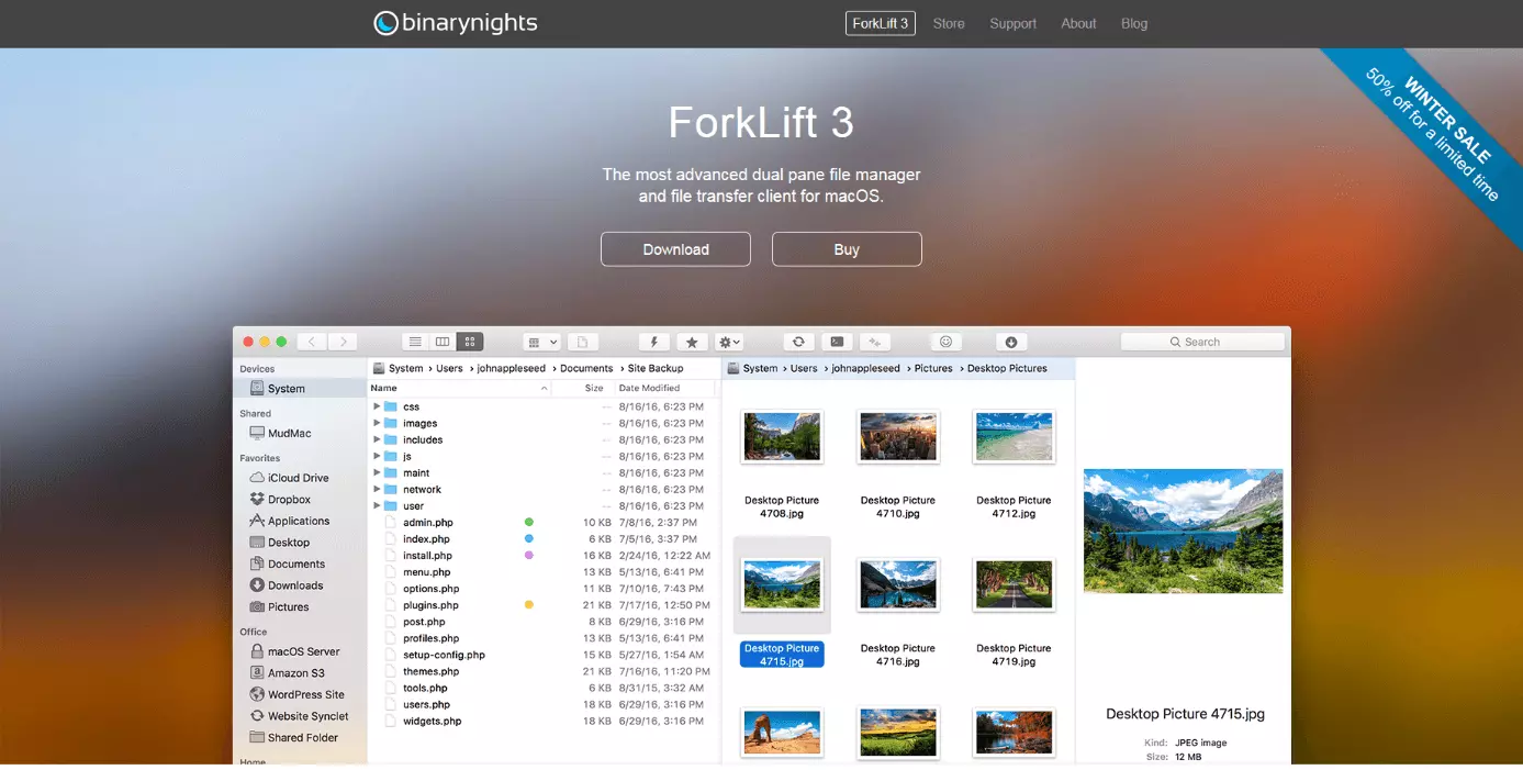 Image: The user interface of the ForkLift file manager